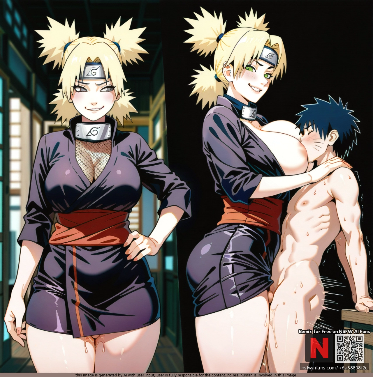 1boy, 1girl, (standing), (thigh_sex), taller girl, clothed female nude male, femdom, (breastfeeding), cock, balls, (smirk), too funny, @temari