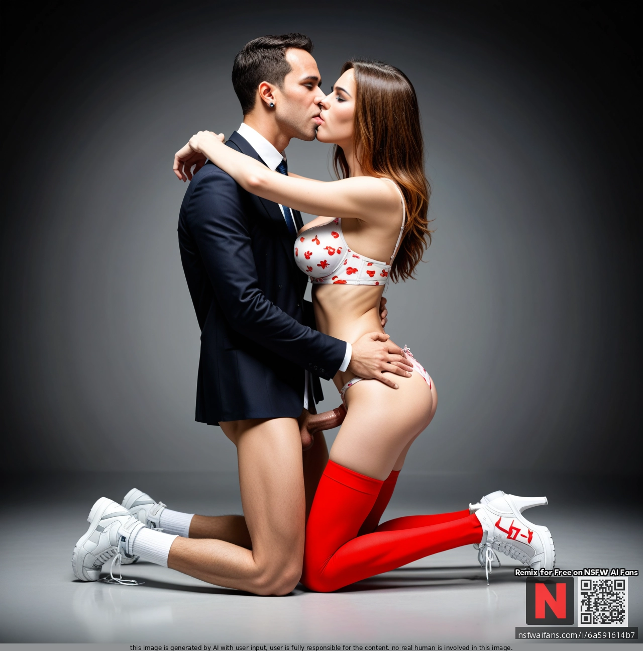 1girl,solo, a girl, kissing_male, creampie, cock_won't fit,girl_kneeling,background,skinny, anal,nose_piercings,large_breasts,hands_on waist,necktie, hyperpenis,strong_jawline,breast_cutout,kissing_neck, miniskirt,socks,pull_wet bra,white_sneakers, jacket,red_thighhighs,strings,print_panties,high-heels, Daphne_Blake, cyberpunk, realistic_skin, nighttime, marimakinami